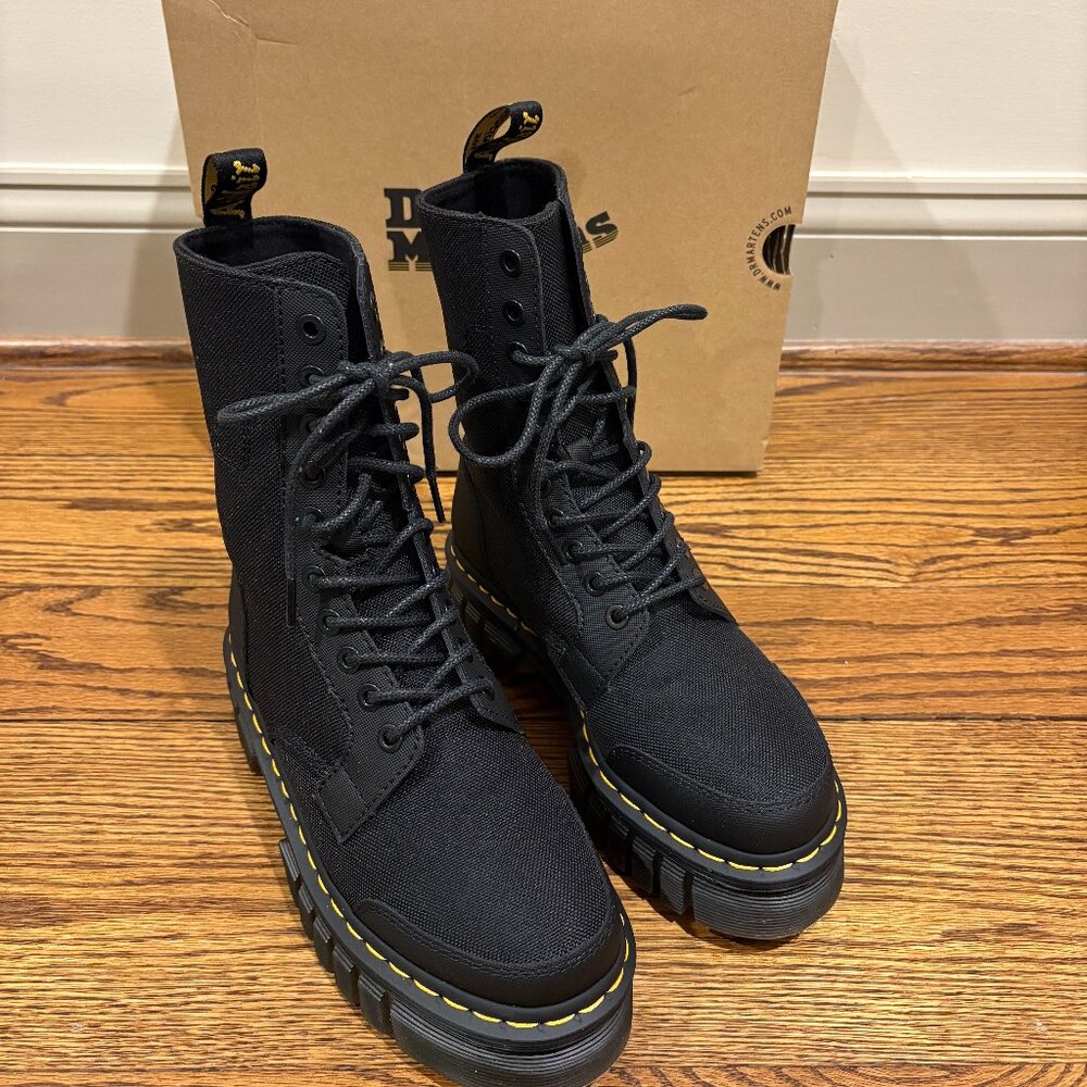 Audrick 10-Eye Poly & Leather Platform Boots